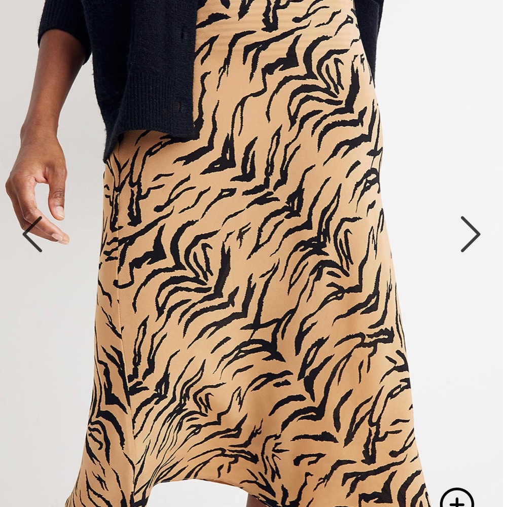 Madewell tiger strip silk skirt